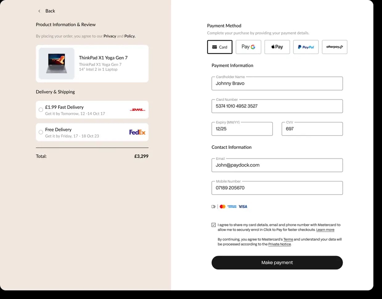 Paydock platform mobile view 2