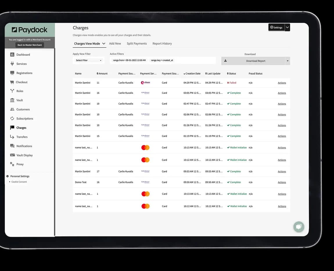 Paydock payment gateway configuration interface