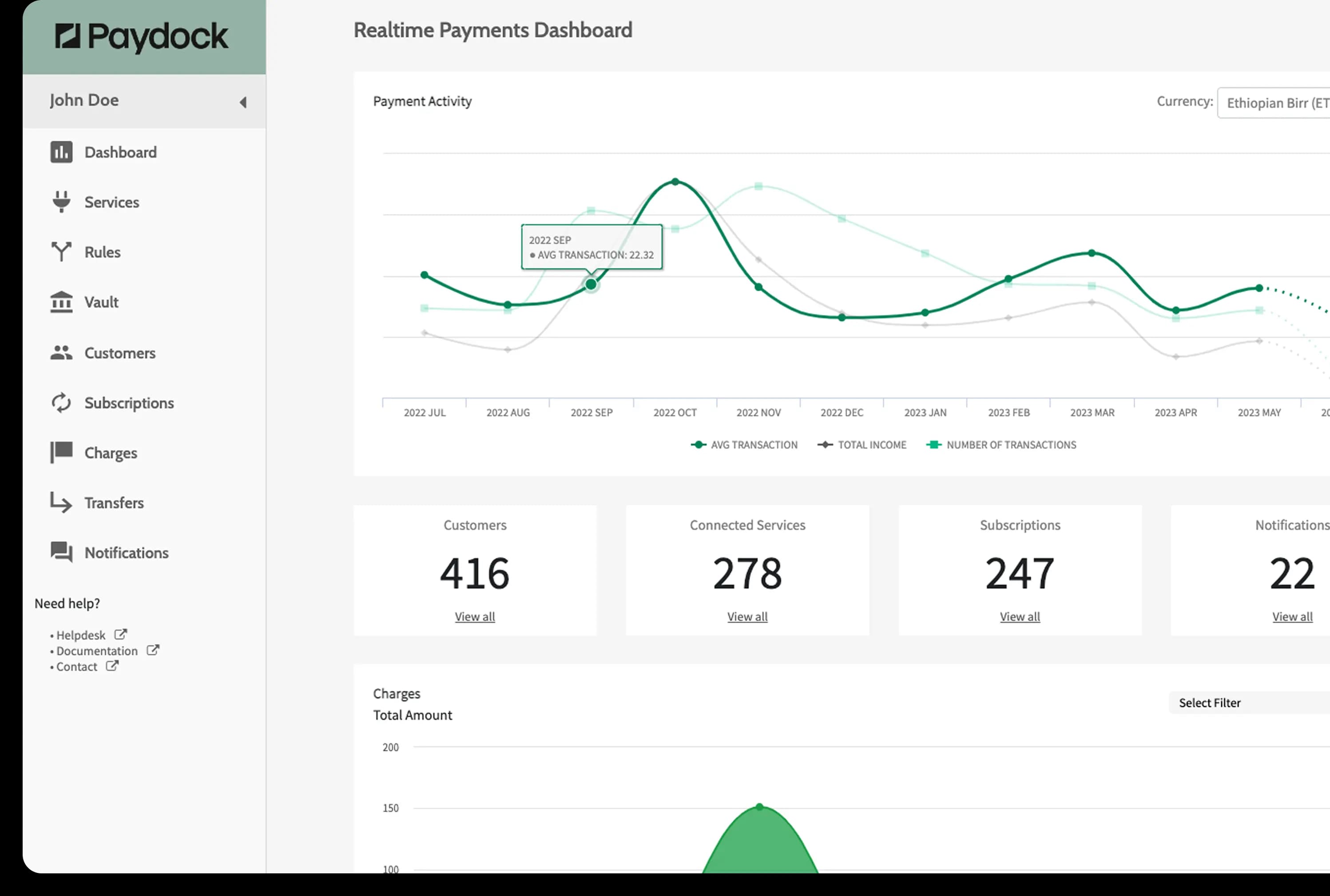 Paydock payment orchestration platform dashboard
