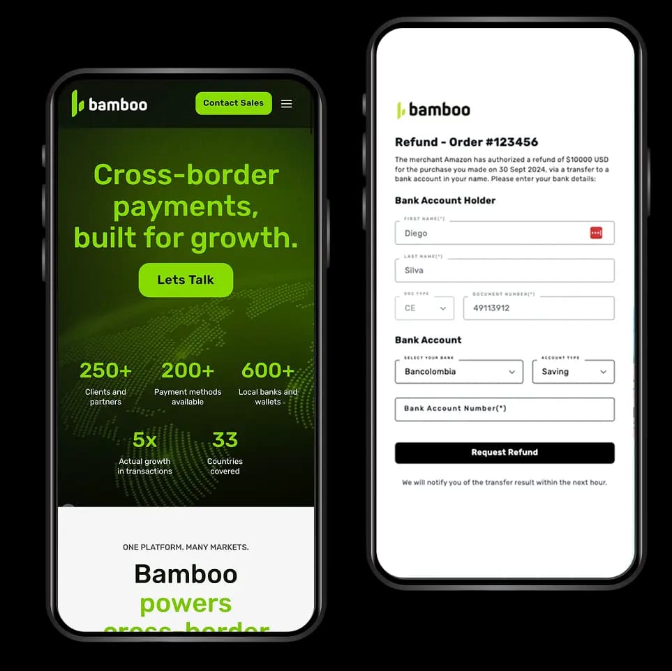 Bamboo payment platform interface