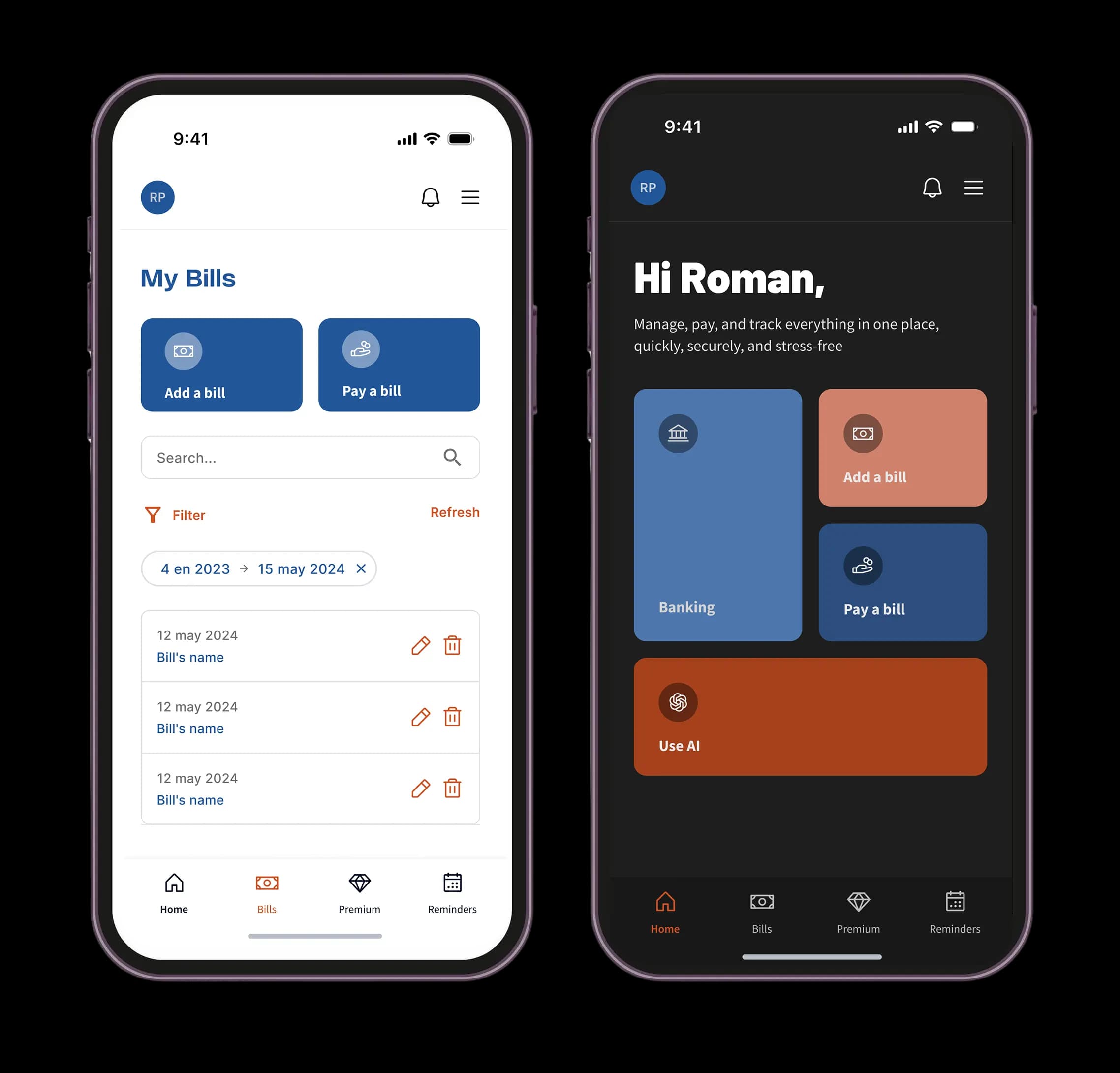 Bills Treasury UX/UI design challenge