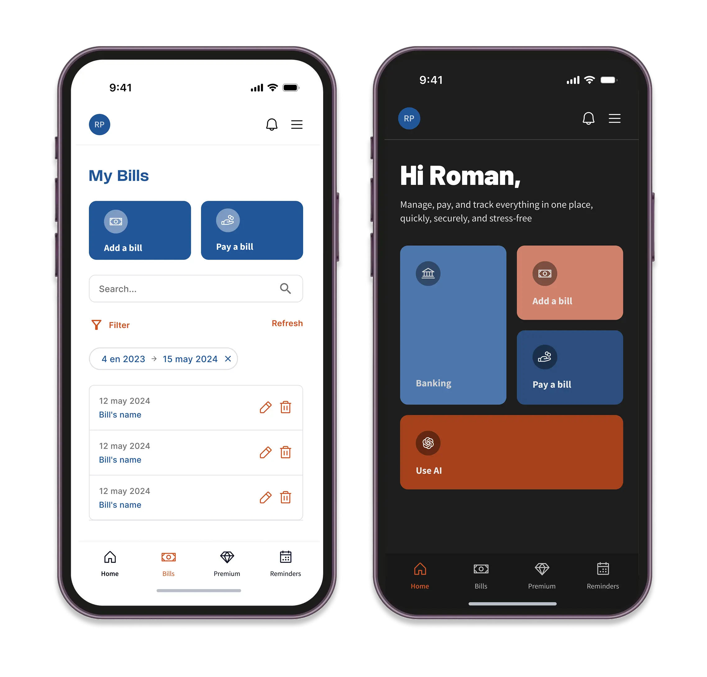 Bills Treasury UX/UI design challenge
