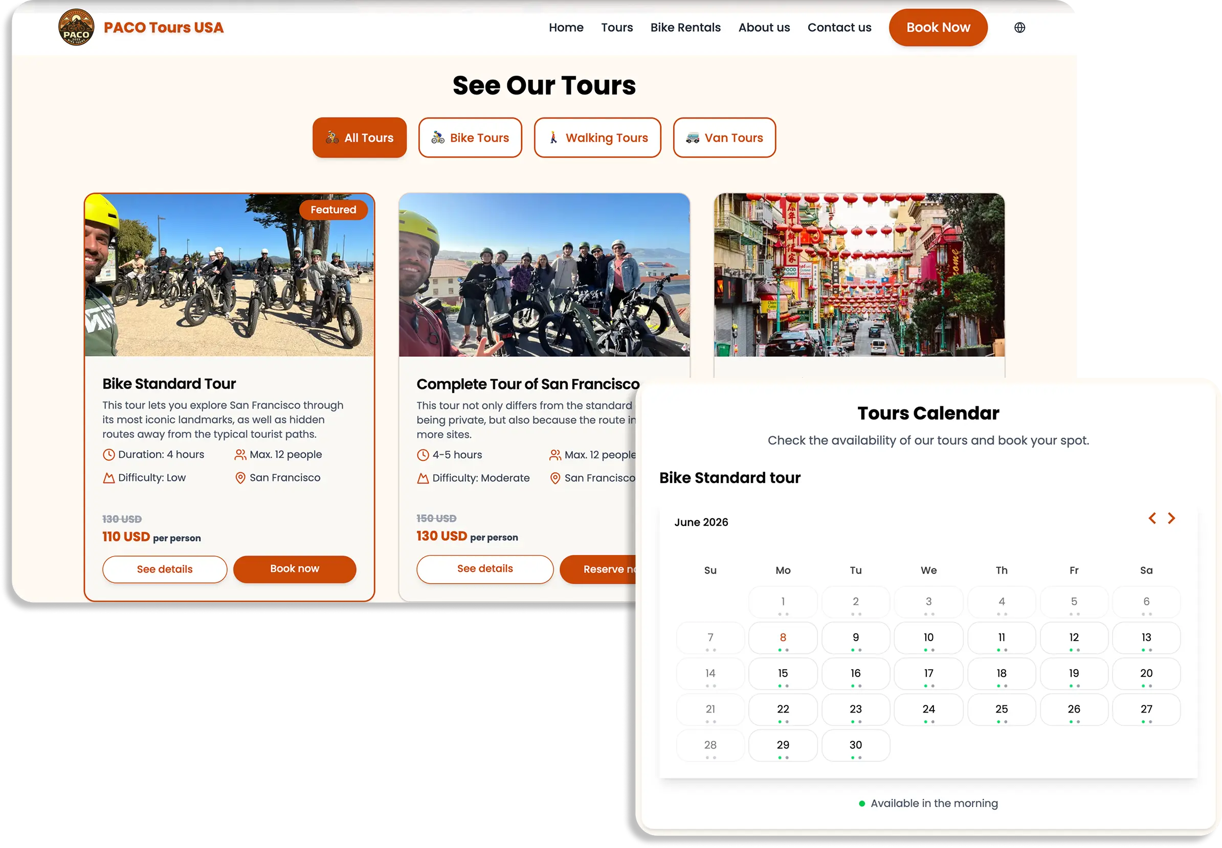 Paco's Tours USA digital booking platform