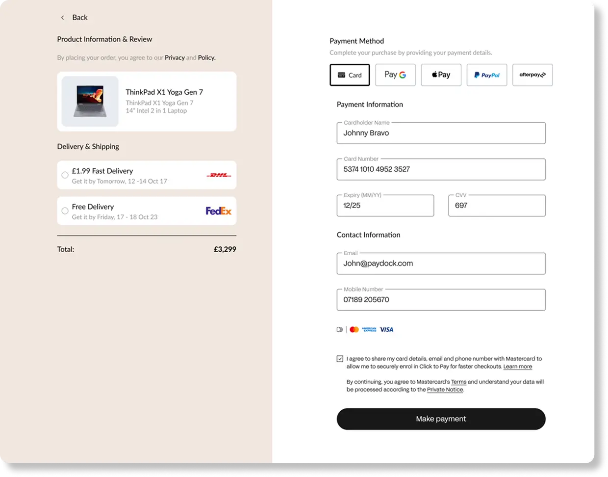 Paydock platform mobile view 2