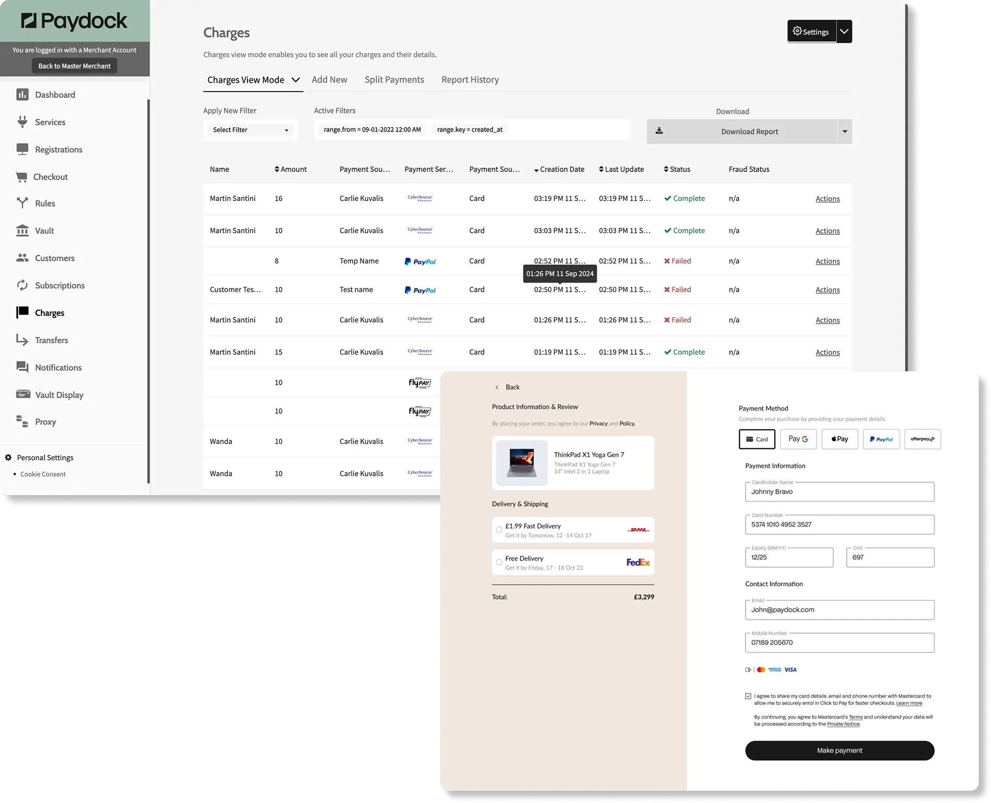 Paydock payment orchestration platform interface