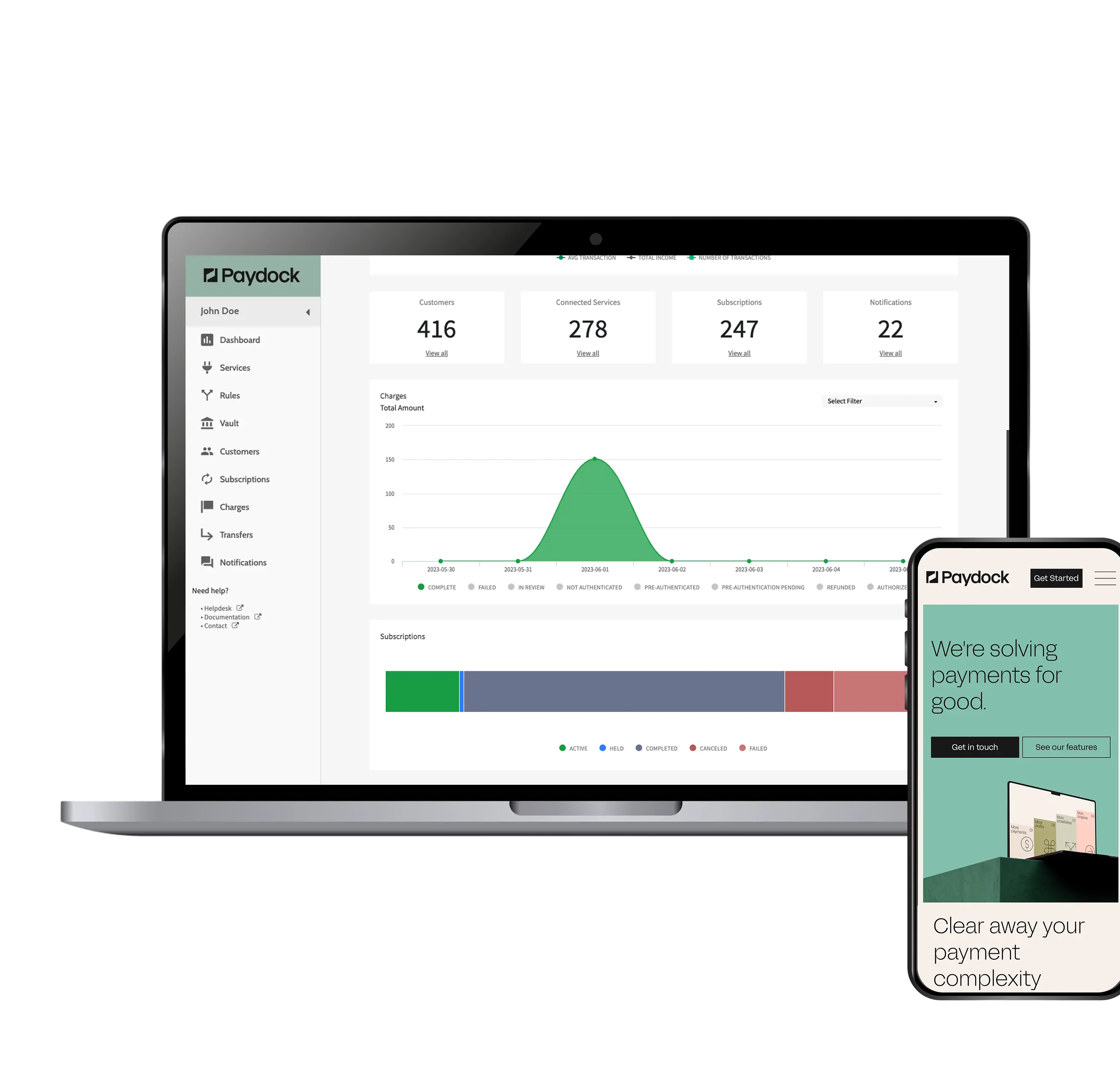 Paydock payment orchestration platform interface