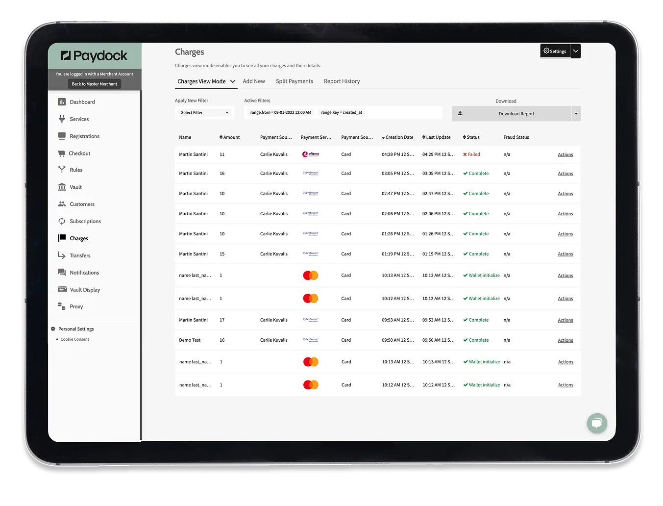 Paydock payment gateway configuration interface