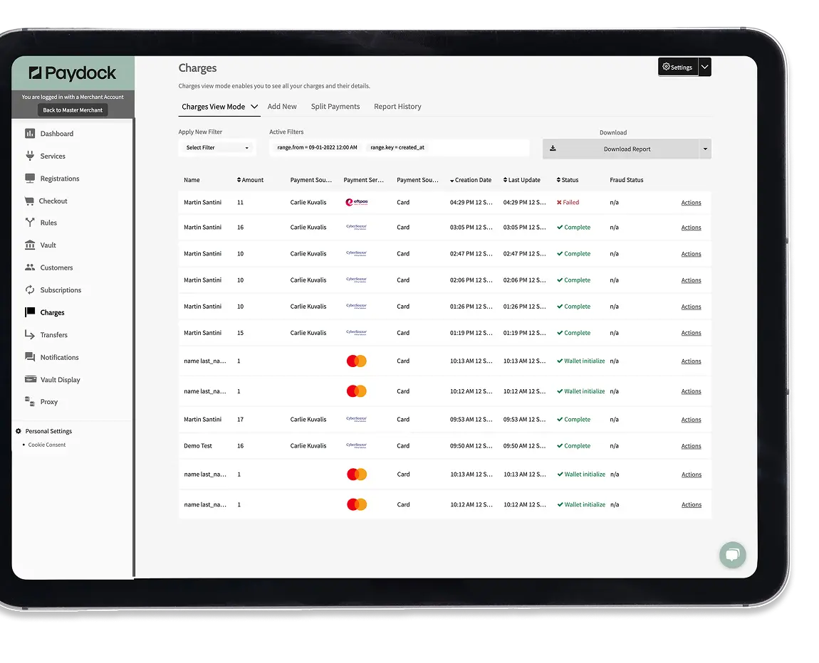 Paydock payment gateway configuration interface