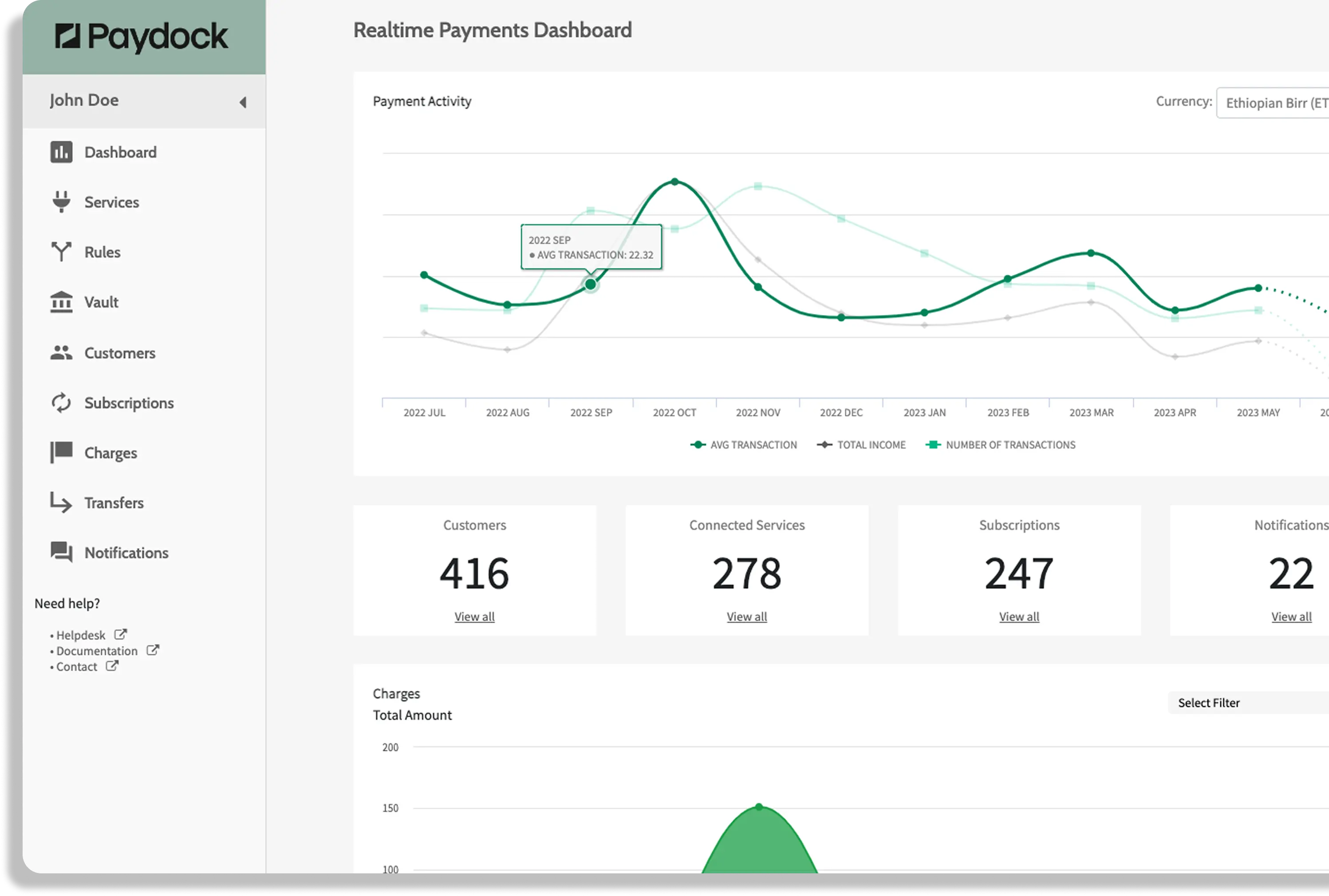 Paydock payment orchestration platform dashboard